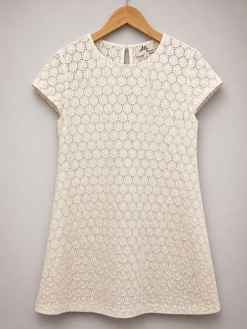 An Original Molly New York VINTAGE Eyelet Lace Shift Dress Ivory 4 Boho Chic